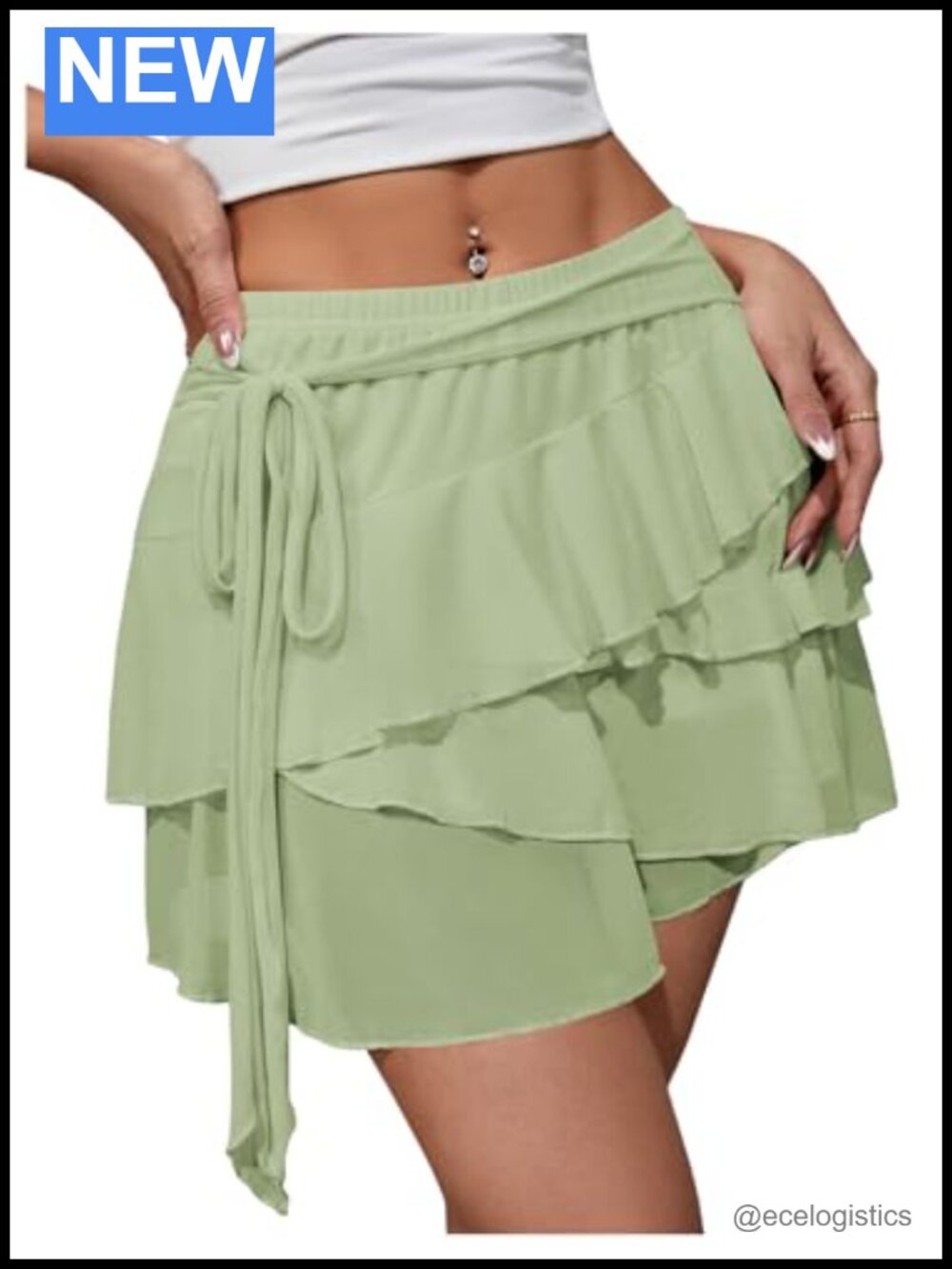 Y2K Sheer Mesh Ruffle Layered Mini Skirt Low Rise A-Line